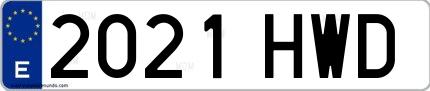 Ejemplo de matrícula española 2021 HWD