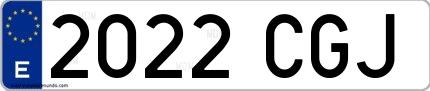 Ejemplo de matrícula española 2022 CGJ