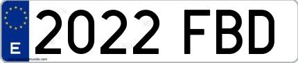 Ejemplo de matrícula española 2022 FBD