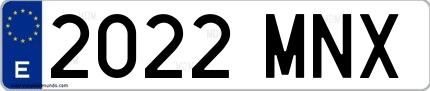 Ejemplo de matrícula española 2022 MNX
