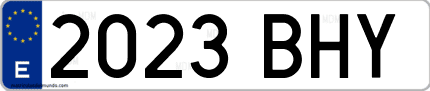 Ejemplo de matrícula de coche ordinaria 2023 BHY
