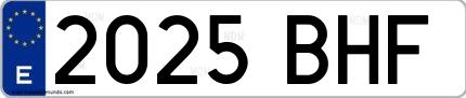 Ejemplo de matrícula española 2025 BHF
