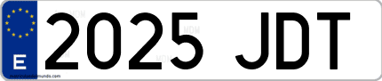 Ejemplo de matrícula de coche ordinaria 2025 JDT