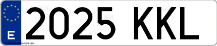 Ejemplo de matrícula de coche ordinaria 2025 KKL
