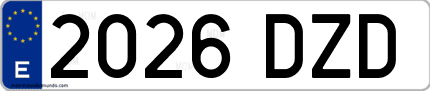 Ejemplo de matrícula de coche ordinaria 2026 DZD