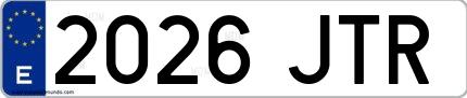 Ejemplo de matrícula española 2026 JTR