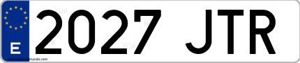 Ejemplo de matrícula de coche ordinaria 2027 JTR