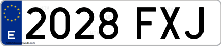 Ejemplo de matrícula de coche ordinaria 2028 FXJ