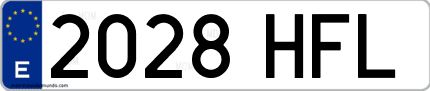 Ejemplo de matrícula de coche ordinaria 2028 HFL