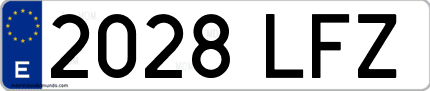 Ejemplo de matrícula de coche ordinaria 2028 LFZ