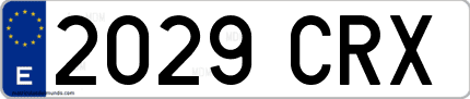 Ejemplo de matrícula de coche ordinaria 2029 CRX