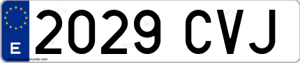 Ejemplo de matrícula de coche ordinaria 2029 CVJ