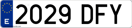 Ejemplo de matrícula de coche ordinaria 2029 DFY