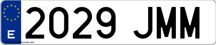 Ejemplo de matrícula de coche ordinaria 2029 JMM