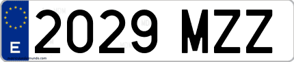 Ejemplo de matrícula de coche ordinaria 2029 MZZ