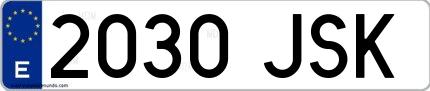 Ejemplo de matrícula española 2030 JSK