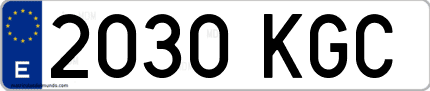 Ejemplo de matrícula de coche ordinaria 2030 KGC