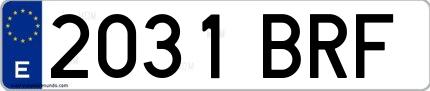 Ejemplo de matrícula española 2031 BRF
