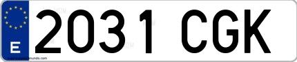 Ejemplo de matrícula española 2031 CGK