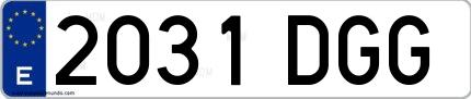 Ejemplo de matrícula española 2031 DGG