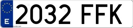 Ejemplo de matrícula española 2032 FFK