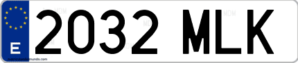 Ejemplo de matrícula de coche ordinaria 2032 MLK
