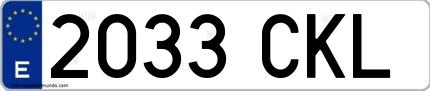 Ejemplo de matrícula española 2033 CKL
