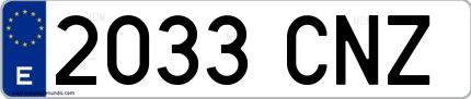 Ejemplo de matrícula española 2033 CNZ