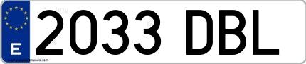 Ejemplo de matrícula española 2033 DBL