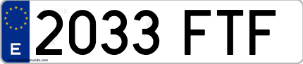 Ejemplo de matrícula de coche ordinaria 2033 FTF