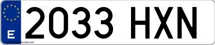 Ejemplo de matrícula española 2033 HXN