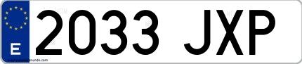 Ejemplo de matrícula española 2033 JXP