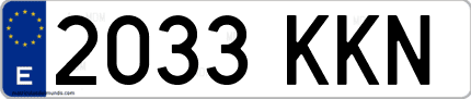 Ejemplo de matrícula de coche ordinaria 2033 KKN