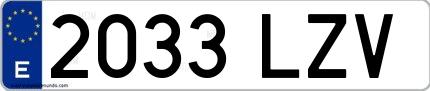 Ejemplo de matrícula española 2033 LZV