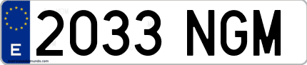 Ejemplo de matrícula de coche ordinaria 2033 NGM