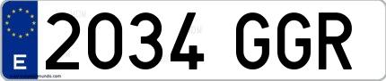 Ejemplo de matrícula española 2034 GGR
