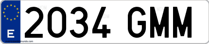 Ejemplo de matrícula de coche ordinaria 2034 GMM