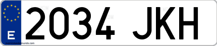 Ejemplo de matrícula de coche ordinaria 2034 JKH
