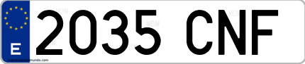 Ejemplo de matrícula de coche ordinaria 2035 CNF