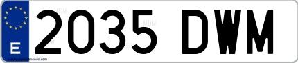 Ejemplo de matrícula española 2035 DWM