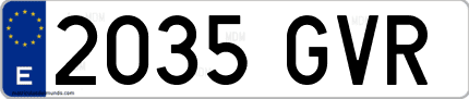 Ejemplo de matrícula de coche ordinaria 2035 GVR