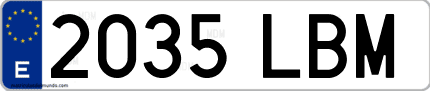 Ejemplo de matrícula de coche ordinaria 2035 LBM