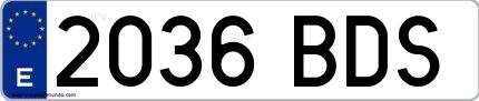 Ejemplo de matrícula española 2036 BDS