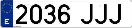 Ejemplo de matrícula española 2036 JJJ