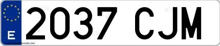 Ejemplo de matrícula española 2037 CJM