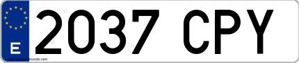 Ejemplo de matrícula española 2037 CPY
