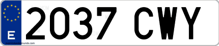 Ejemplo de matrícula de coche ordinaria 2037 CWY