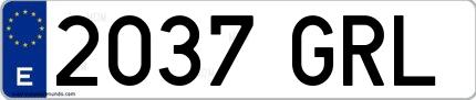 Ejemplo de matrícula española 2037 GRL