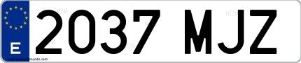 Ejemplo de matrícula española 2037 MJZ