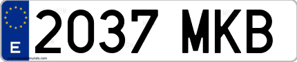 Ejemplo de matrícula de coche ordinaria 2037 MKB
